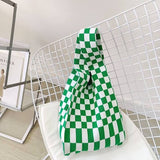 Nordic Peace Ivy Knit Checkered Tote Bag, view 5