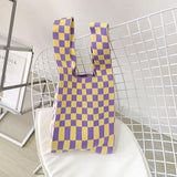 Nordic Peace Ivy Knit Checkered Tote Bag, view 6