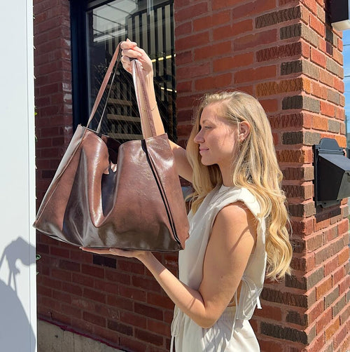 Nordic Peace Large Leather Tote Bag