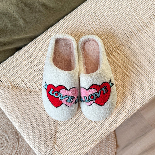 Nordic Peace Love Cupid Plush Slippers