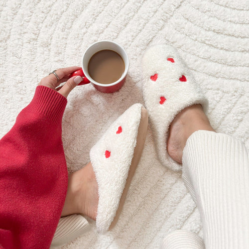 Nordic Peace Mini Hearts Plush Slippers