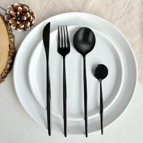 Nordic Peace Modern Black Flatware Set - 24 Piece