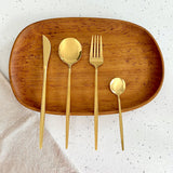 Nordic Peace Minimalist Golden Flatware Set - 24 Piece, view 3