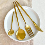 Nordic Peace Minimalist Golden Flatware Set - 24 Piece, view 4