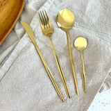 Nordic Peace Minimalist Golden Flatware Set - 24 Piece, view 5