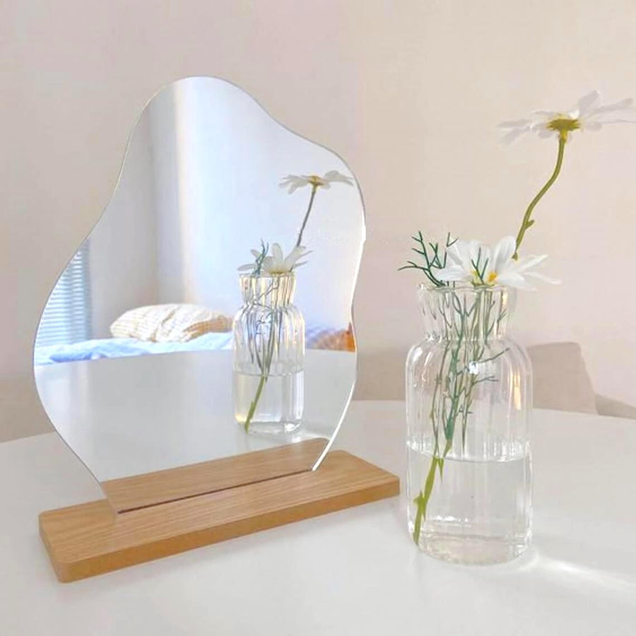 Nordic Peace Minimalist Mirror Wooden Base