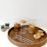 Nordic Peace Modern Glass Cups With Bamboo Lids & Straws 4pcs Set, view 3
