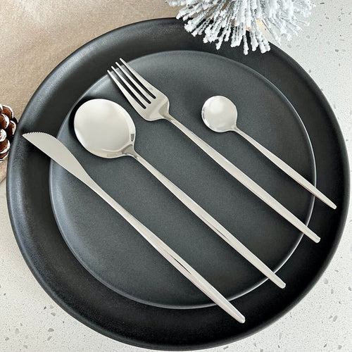 Nordic Peace Modern Silver Flatware Set - 24 Piece