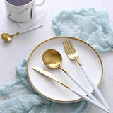 Nordic Peace Modern White Gold Flatware Set - 24 Piece, view 2