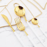 Nordic Peace Modern White Gold Flatware Set - 24 Piece, view 4