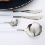 Nordic Peace Modern White Silver Flatware Set - 24 Piece, view 2