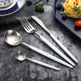 Nordic Peace Modern White Silver Flatware Set - 24 Piece, view 3