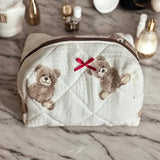 Nordic Peace Teddy Bear Bow Quilted Cosmetic Bag, view 3