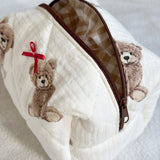 Nordic Peace Teddy Bear Bow Quilted Cosmetic Bag, view 4
