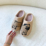 Nordic Peace Frenchie Pug Plush Slippers, view 2