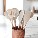 Nordic Peace Woodgrain Silicone Kitchen Utensil Set, view 4