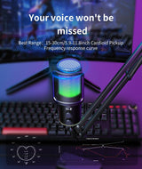 Onikuma Gaming ‌ONIKUMA M530 RGB Condenser USB Microphone with Multifunctional Knob & Monitoring, view 3