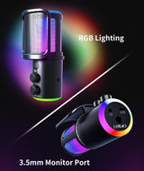 Onikuma Gaming ‌ONIKUMA M530 RGB Condenser USB Microphone with Multifunctional Knob & Monitoring, view 6