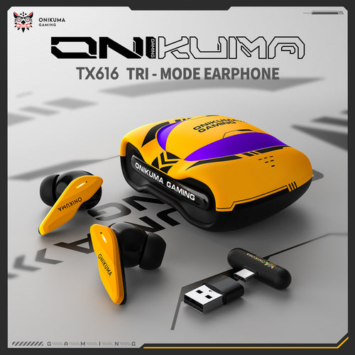 Onikuma Gaming ONIKUMA TX616 Dual-Mic Noise Reduction Earbuds with Tri-Mode Seamless Connectivity