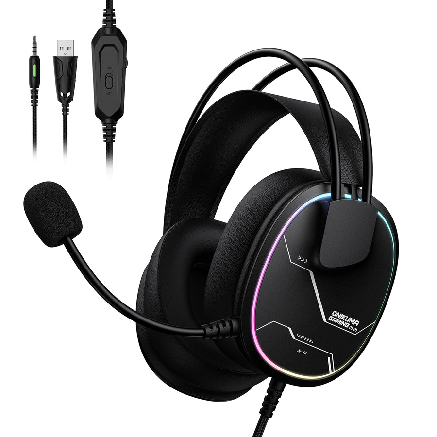 Onikuma Gaming ONIKUMA X91 Gaming Headset – RGB Lighting, HD Mic & Multi-Device Comfort