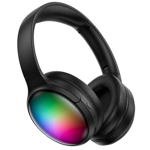 Onikuma Gaming ONIKUMA B3 Wireless Bluetooth Headphones with ANC Microphone, Rainbow RGB Lights Effect Lightweight Foldable Over-Ear Headphones with Music & Game Mode, 45H Plays for Travel Home Office, Hands-Free Clear Calls