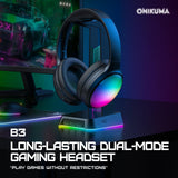 Onikuma Gaming ONIKUMA B3 Wireless Bluetooth Headphones with ANC Microphone, Rainbow RGB Lights Effect Lightweight Foldable Over-Ear Headphones with Music & Game Mode, 45H Plays for Travel Home Office, Hands-Free Clear Calls, view 2