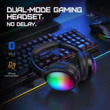 Onikuma Gaming ONIKUMA B3 Wireless Bluetooth Headphones with ANC Microphone, Rainbow RGB Lights Effect Lightweight Foldable Over-Ear Headphones with Music & Game Mode, 45H Plays for Travel Home Office, Hands-Free Clear Calls, view 4