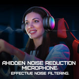 Onikuma Gaming ONIKUMA B3 Wireless Bluetooth Headphones with ANC Microphone, Rainbow RGB Lights Effect Lightweight Foldable Over-Ear Headphones with Music & Game Mode, 45H Plays for Travel Home Office, Hands-Free Clear Calls, view 6
