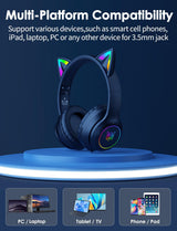 Onikuma Gaming Onikuma B90 RGB Cat Ear Bluetooth 5.0 Wireless Gaming Headset, view 4
