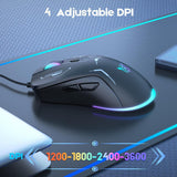 Onikuma Gaming Onikuma CW917 Wired Gaming Mouse, PC Computer Mice USB Mouse with RGB Modes, 4 Adjustable DPI Up to 3600, 6 Buttons Ergonomic Optical Mouse for Windows PC Mac Laptop Gamer, view 3
