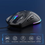 Onikuma Gaming Onikuma CW917 Wired Gaming Mouse, PC Computer Mice USB Mouse with RGB Modes, 4 Adjustable DPI Up to 3600, 6 Buttons Ergonomic Optical Mouse for Windows PC Mac Laptop Gamer, view 4