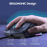 Onikuma Gaming Onikuma CW917 Wired Gaming Mouse, PC Computer Mice USB Mouse with RGB Modes, 4 Adjustable DPI Up to 3600, 6 Buttons Ergonomic Optical Mouse for Windows PC Mac Laptop Gamer, view 6