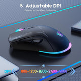 Onikuma Gaming Onikuma CW917 Wireless Gaming Mouse, 4800 DPI Wired/Wireless Gamer Mouse, Dual-Mode Computer Mouse Rechargeable 6 Buttons Reliable Power Capacity and RGB Backlight for PC/Mac/Laptop, view 6