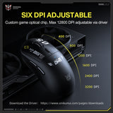 Onikuma Gaming ONIKUMA DM05 Three-Mode Gaming Mouse with Ergonomic Design, 12800 DPI Custom Optical Chip, 6 Programmable Buttons, and Hidden USB Receiver Storage, view 3