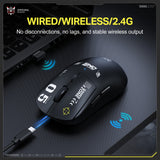 Onikuma Gaming ONIKUMA DM05 Three-Mode Gaming Mouse with Ergonomic Design, 12800 DPI Custom Optical Chip, 6 Programmable Buttons, and Hidden USB Receiver Storage, view 4