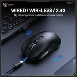 Onikuma Gaming ONIKUMA DM07 3-Mode Esports Gaming Mouse with PAW3311 Sensor, 24000 DPI, 1000Hz Polling Rate, and RGB Magnetic Charging Base, view 4