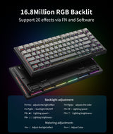 ONIKUMA GAMING 83-Key(75%) Tri-Mode Wireless Mechanical Keyboard - 8000mAh Battery, Hot-Swappable Switches, 5-Layer Gasket Mount, RGB Backlit, Side-Printed PBT Keycaps (Black Gray), view 2