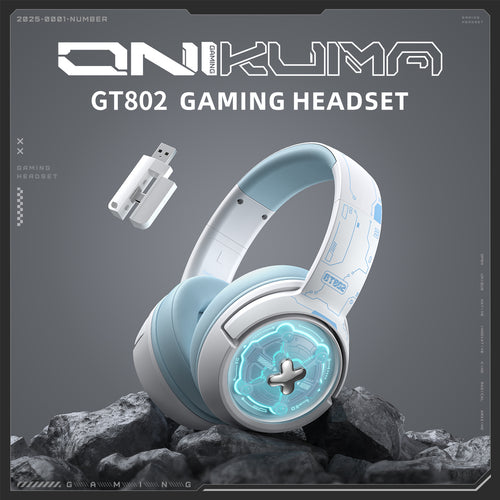 Onikuma Gaming ONIKUMA GT802 Tri-Mode Gaming Headset – 2.4GHz/Bluetooth/Wired, RGB Lights, 1000mAh Battery