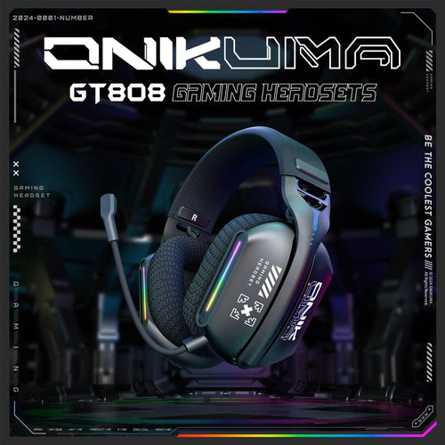 Onikuma Gaming ONIKUMA GT808 Gaming Headset Headworn Bluetooth 2.4g Wired Wireless Lightweight E-Sports Gamer Headphone