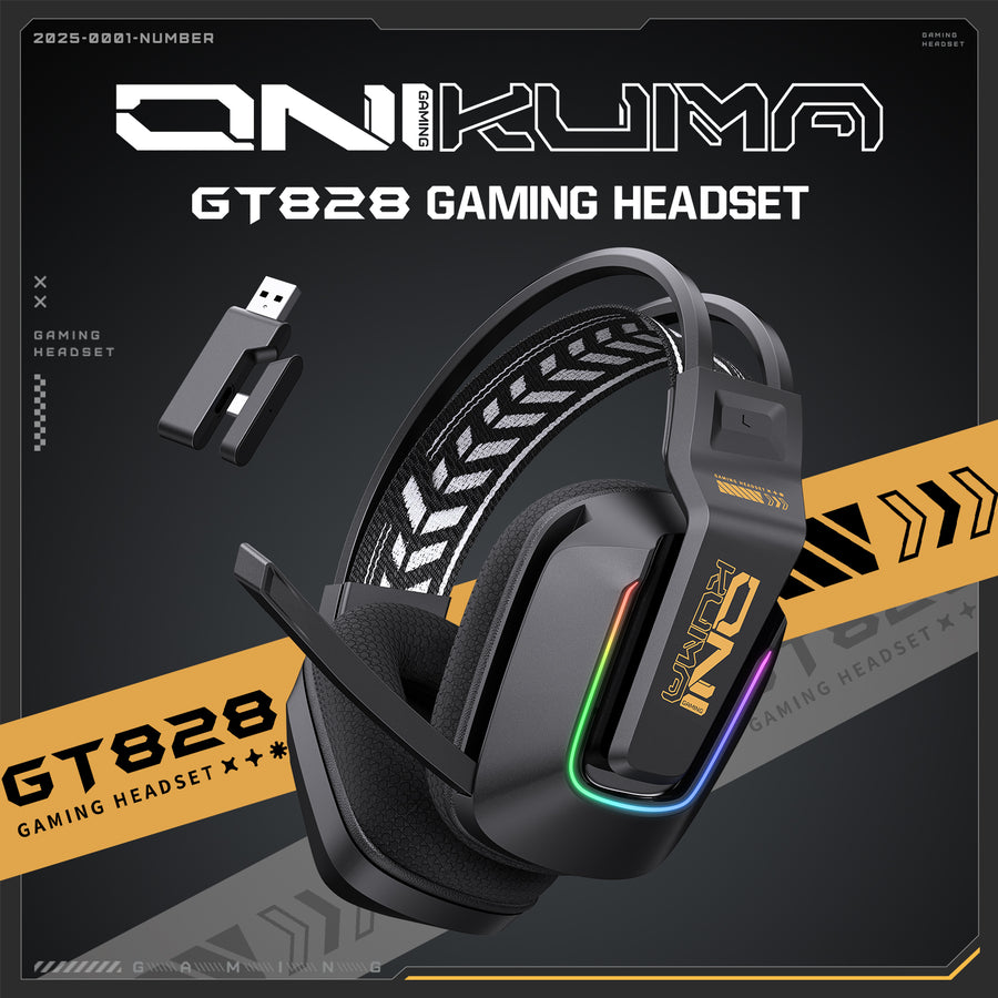 Onikuma Gaming ONIKUMA GT828 Multi-Mode Gaming Headset – 45H Playback, Bluetooth 5.4/Wired/2.4GHz, Memory Foam Comfort