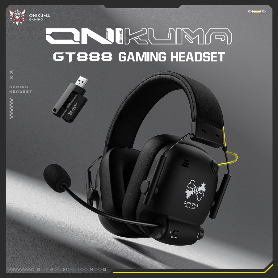 Onikuma Gaming ONIKUMA GT888 4-Mode Wireless Gaming Headset with 1000mAh Battery, 360° Rotatable Mic, and Independent Controls