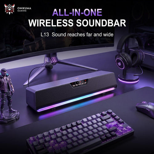 Onikuma Gaming ONIKUMA L13 All-Scenario Desktop Gaming Speaker: Virtual 7.1 Surround Sound, Four-Core Drivers, Wireless 5.4 + USB Dual-Mode Connection
