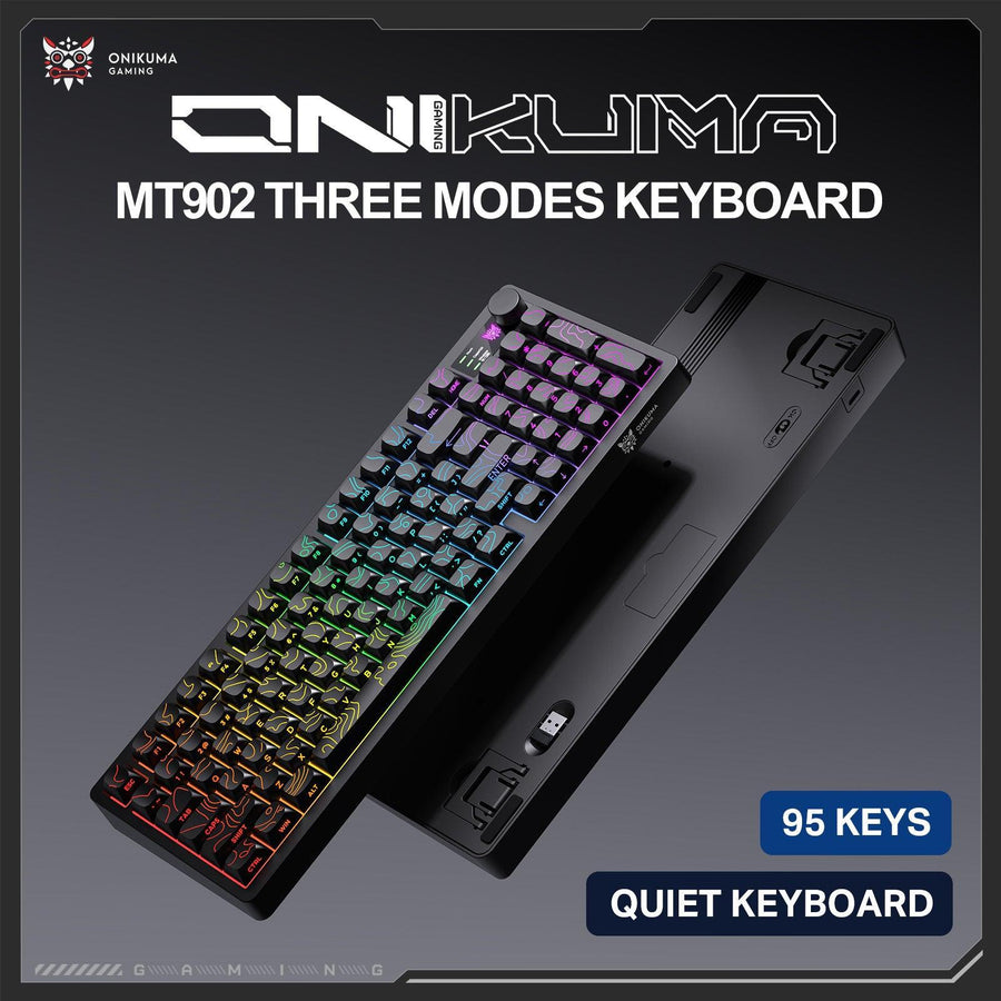 Onikuma Gaming ONIKUMA MT902 95-Key Wireless Gaming Keyboard with RGB Lighting, Multimedia Knob, and Tri-Mode Connection (2.4GHz/Wireless/USB-C)