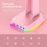 Onikuma Gaming ONIKUMA ST2 RGB Gaming Headphone Stand with 3 USB and 3.5mm AUX Ports, view 3