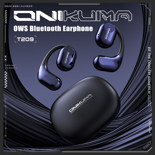 Onikuma Gaming ONIKUMA T209 OWS Bluetooth Earphone with Charging Case, Cyberpunk Design