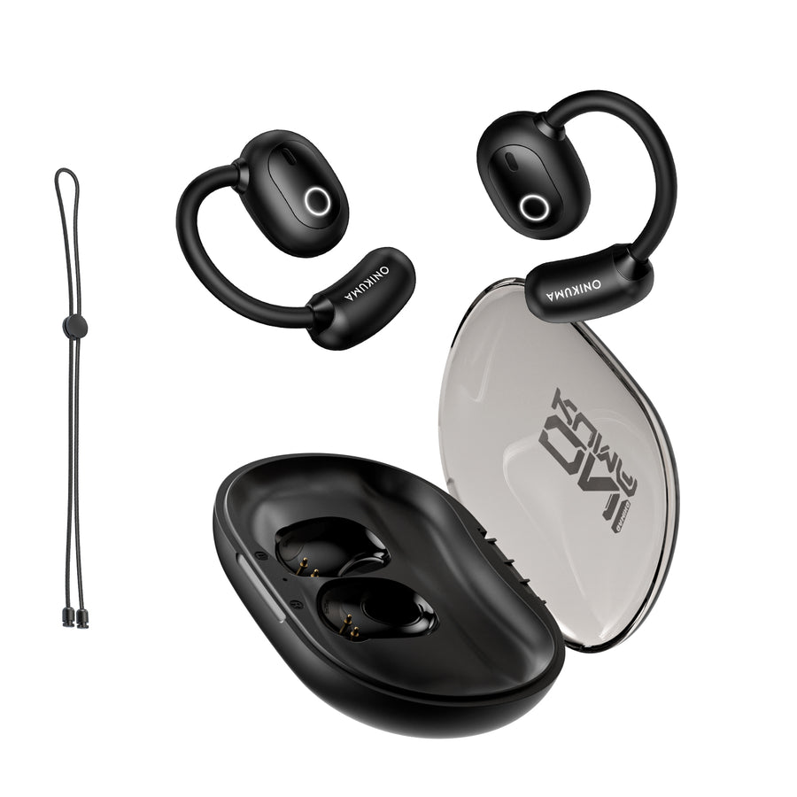 Onikuma Gaming ONIKUMA T25 Wireless Earbuds,Bluetooth Headphones,Open Ear Headphones-HiFi Stereo, Clear Calls Mic,Ultra Comfort,Air Conduction,Smart Touch Control,30H Playback Earphones for Running&Workout-Black