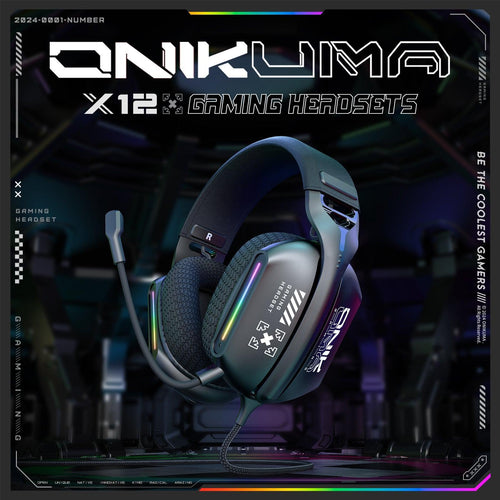 Onikuma Gaming ONIKUMA X12 RGB Gaming Headset – 40mm HD Sound, 360° Mic, Memory Foam Comfort