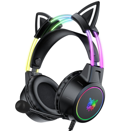 Onikuma Gaming ONIKUMA X15 PRO Cat Ear Headphones, Double-Head Beam Noise Cancelling Microphone Durable Stereo Surround Gaming Headphones RGB Audifonos Alambricos Gaming Headset