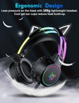 Onikuma Gaming ONIKUMA X15 PRO Cat Ear Headphones, Double-Head Beam Noise Cancelling Microphone Durable Stereo Surround Gaming Headphones RGB Audifonos Alambricos Gaming Headset, view 4