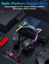 Onikuma Gaming ONIKUMA X15 PRO Cat Ear Headphones, Double-Head Beam Noise Cancelling Microphone Durable Stereo Surround Gaming Headphones RGB Audifonos Alambricos Gaming Headset, view 5